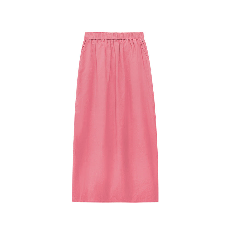 Elastic Waist Bubble Hem Midi Skirt