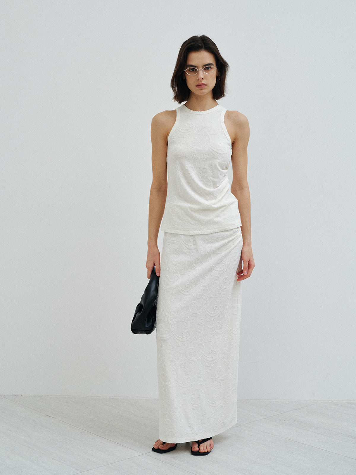 Paisley Jacquard Embroidered Maxi Skirt