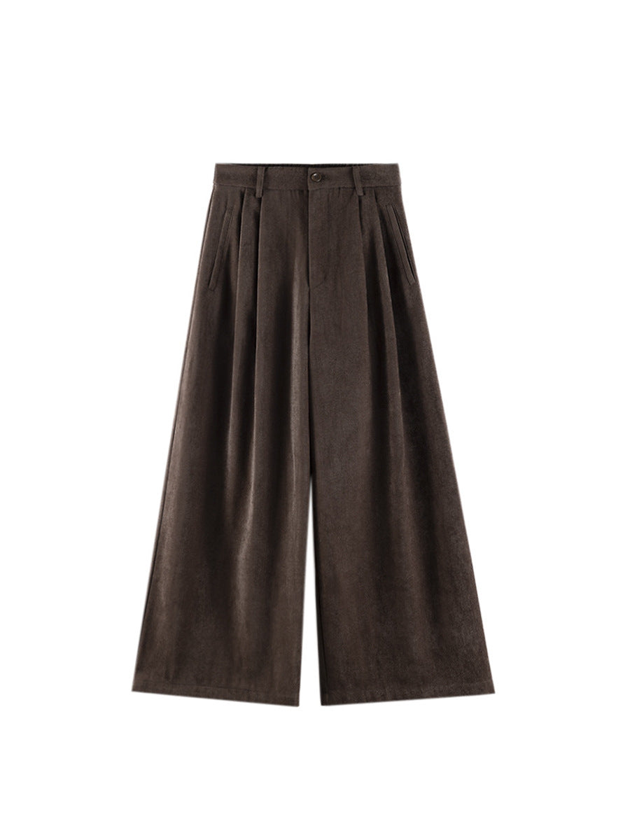 High-Waist Casual Pleated Wide-Leg Pants