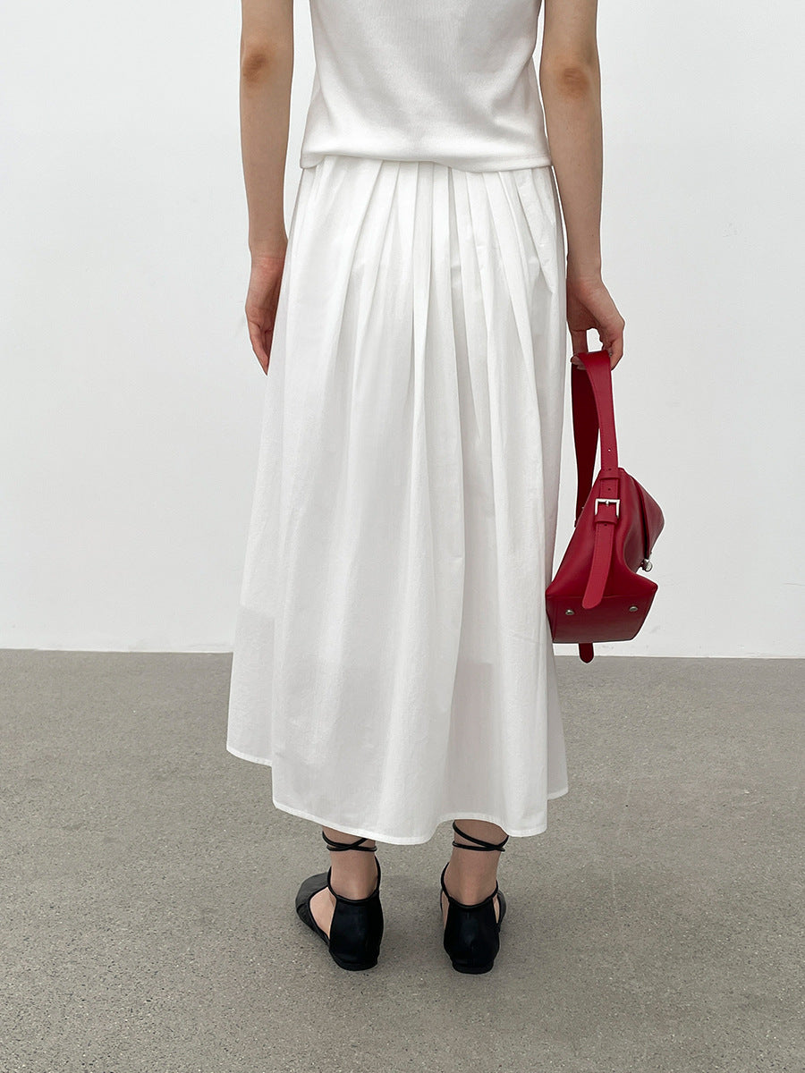 Gathered Pleated A-Line Maxi Skirt