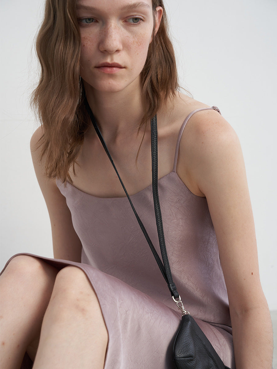 Satin Casual Style Scoop Neck Spaghetti Strap Dress