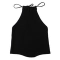 Backless Cotton Knit Drawstring Halter Neck Camisole Top