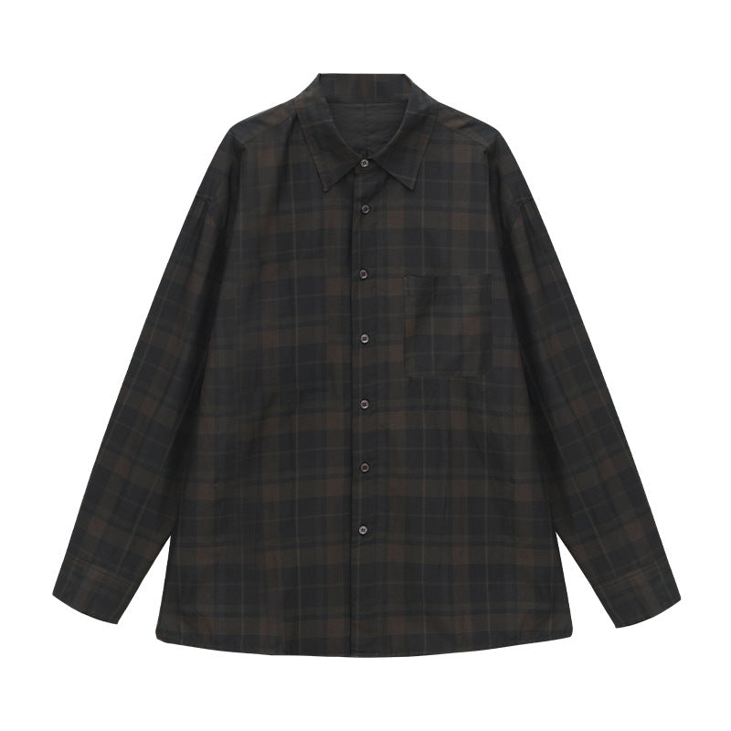 Relaxed Plaid Button-Up Long Sleeve Shirt