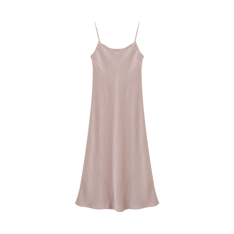 Satin Casual Style Scoop Neck Spaghetti Strap Dress