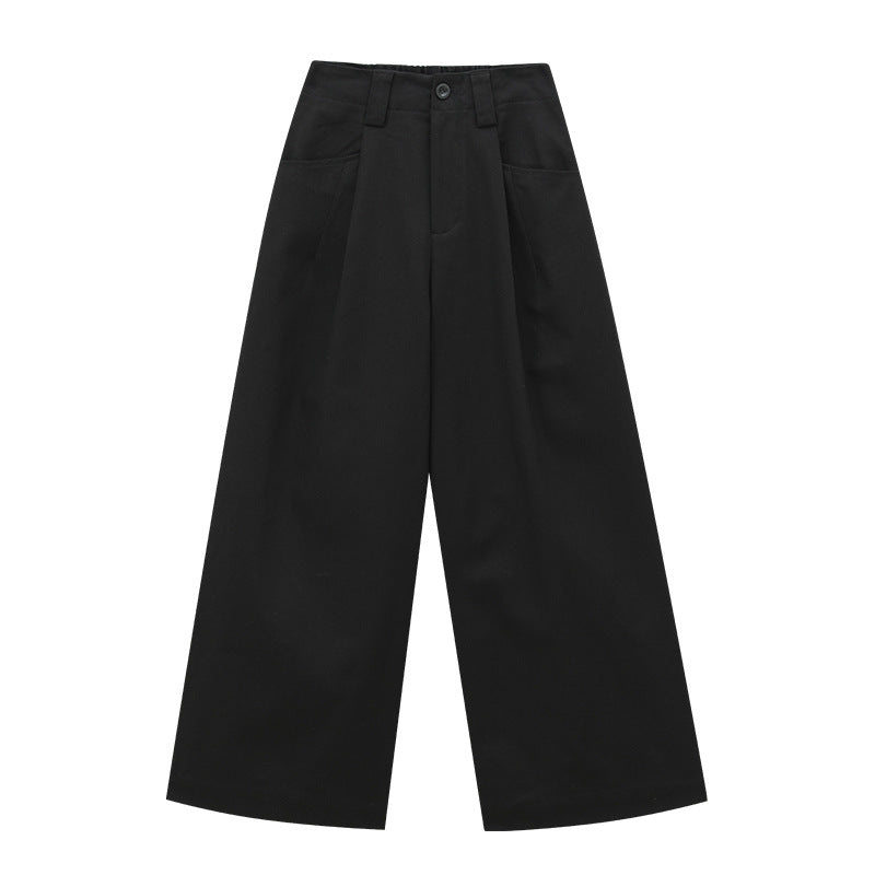 High-Rise Wide-Leg Smooth Cotton Trousers