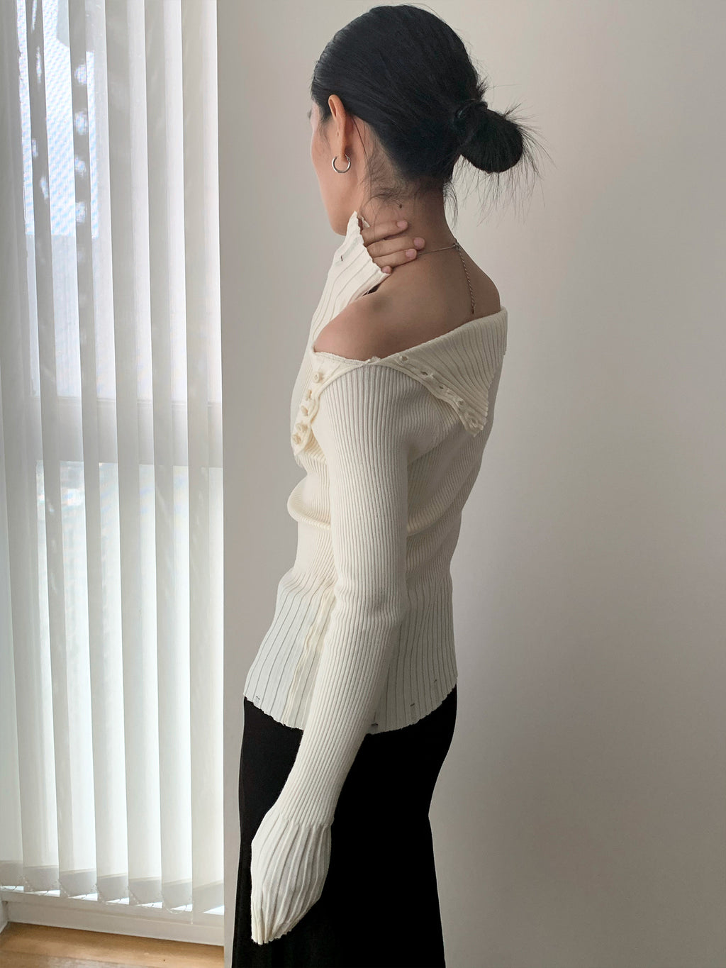 Off-the-shoulder Long Sleeve Knitted Stylish Sweater
