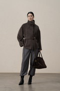 Suri Alpaca & Wool Lace-Up Downy Short Coat