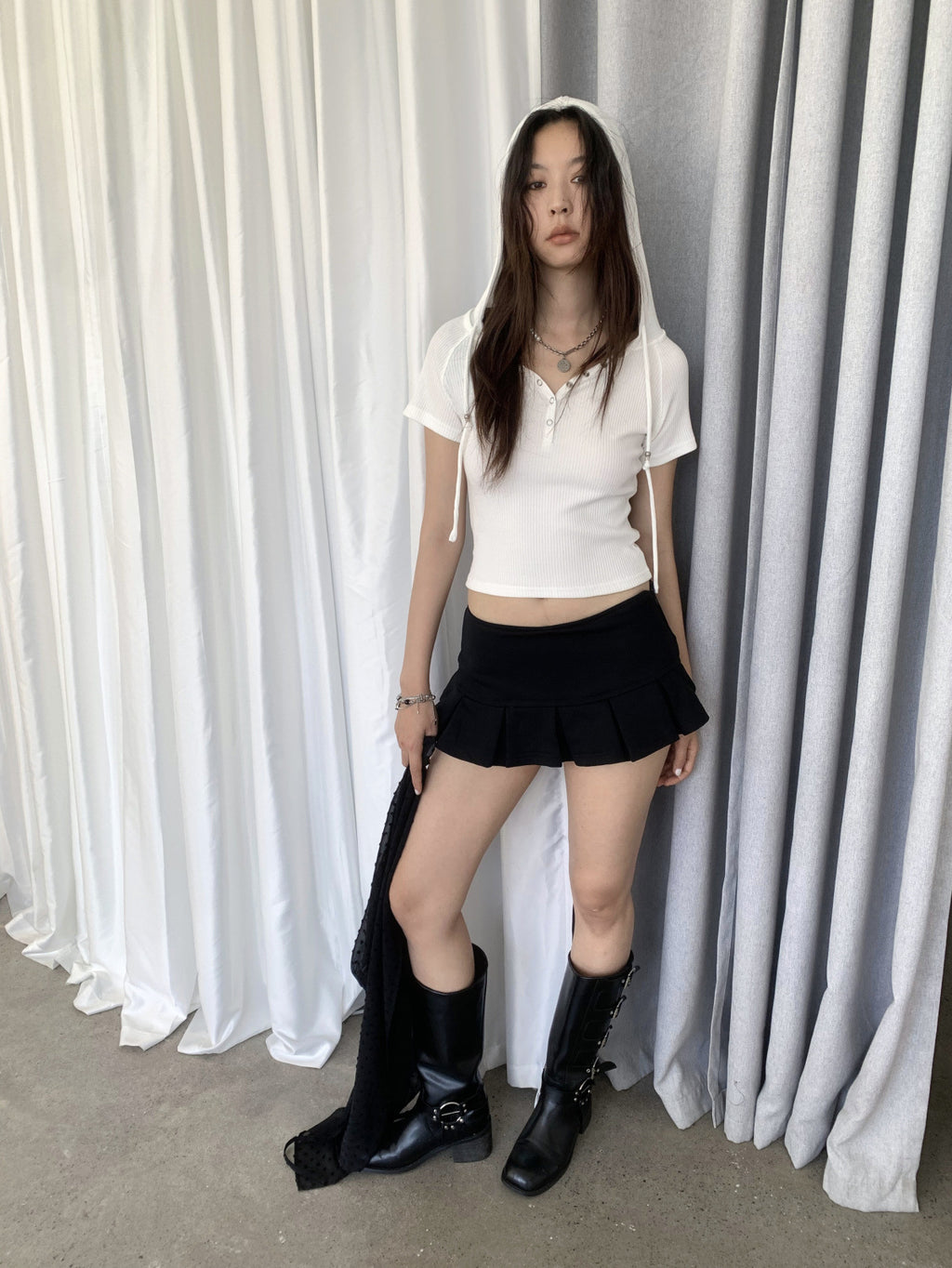 Pleated Low Rise Mini Skort