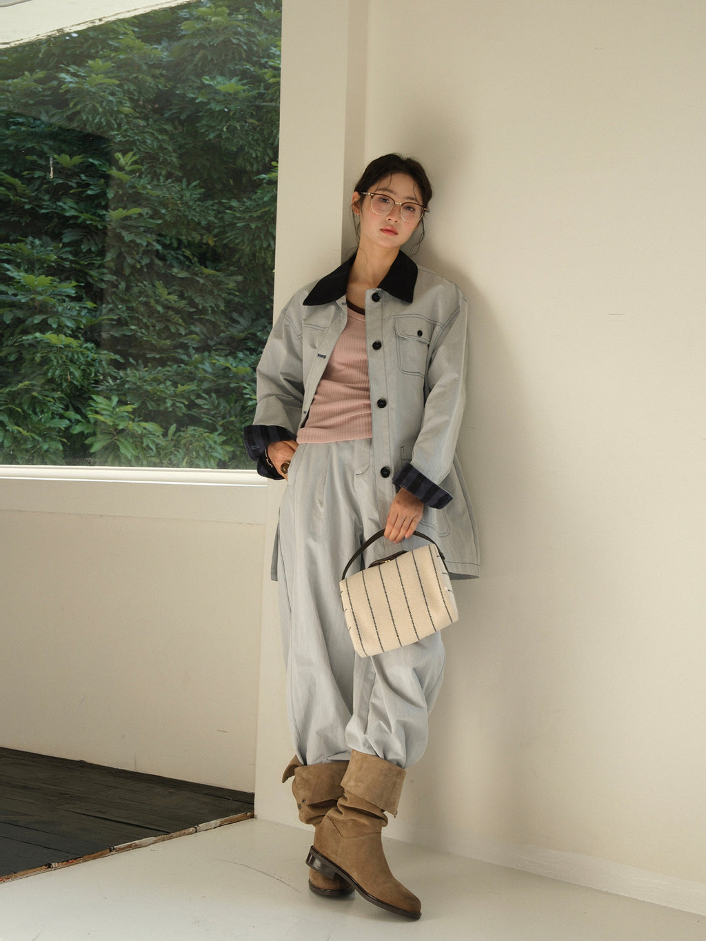 Long Rolled-Edge Straight-Leg Women's Pants