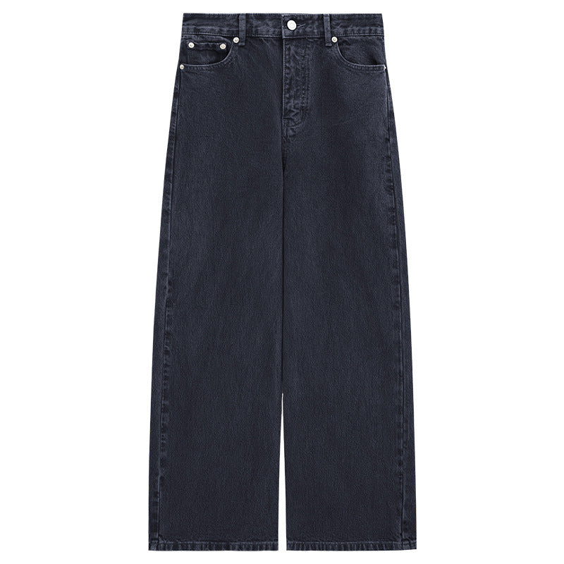 Minimalist Warm Straight Versatile Washed Jeans