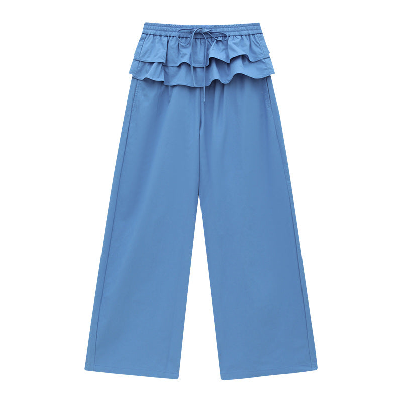 Ruffled-Layer Wide-Leg Trousers