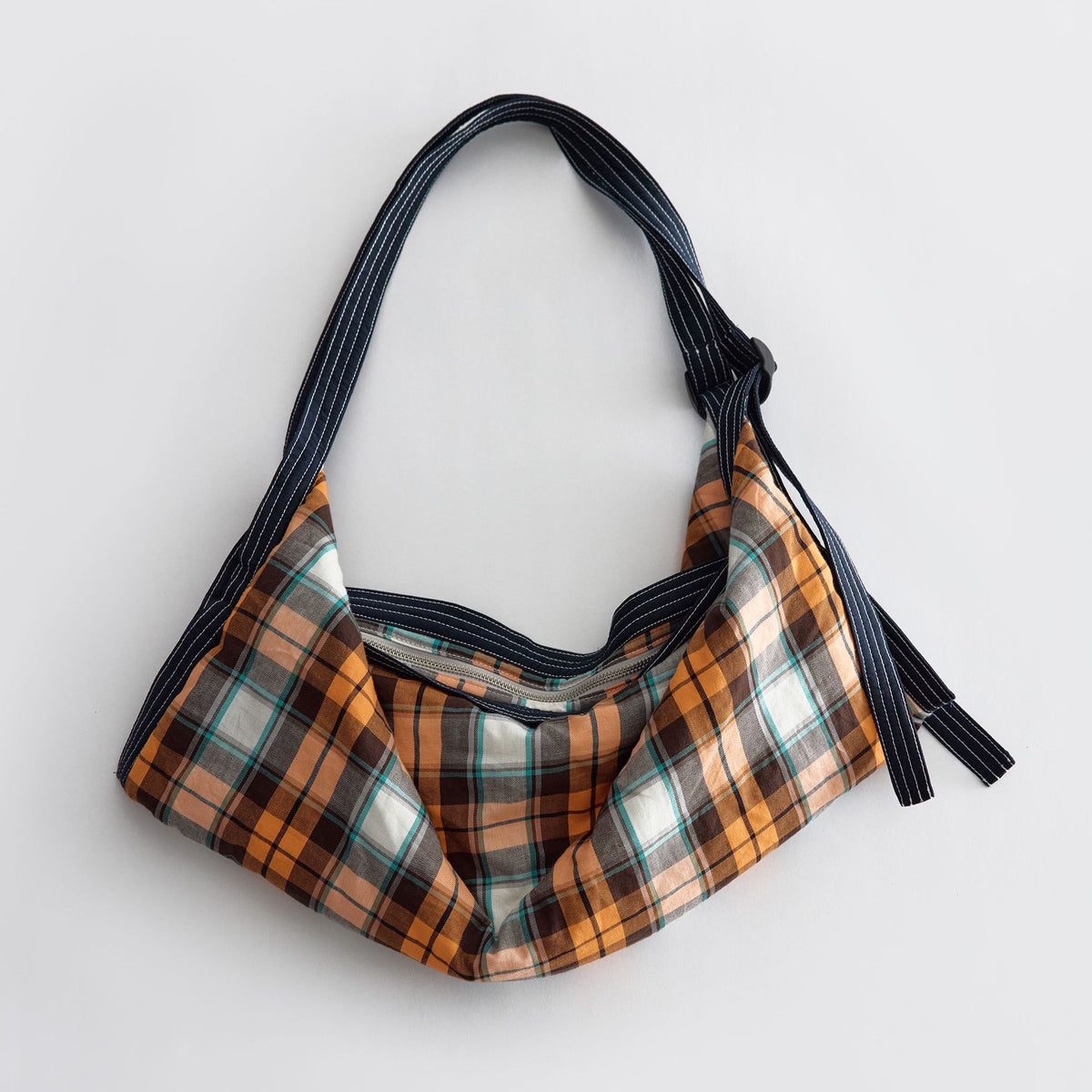 Vintage Classic Plaid One Shoulder Padded Underarm Bag