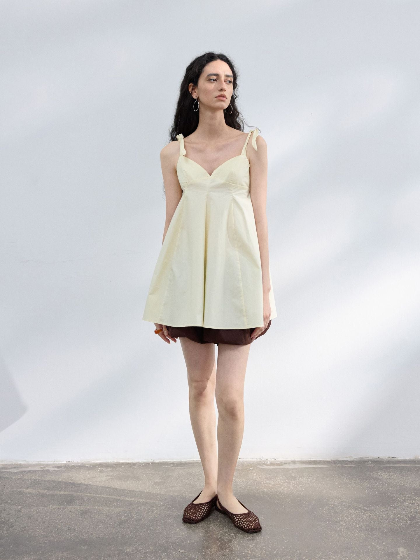 Adjustable Sweetheart Neck Cotton Dress Top