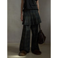 Wool Vintage Style Plaid Pleated Wide-Leg Pants (Pants Only)