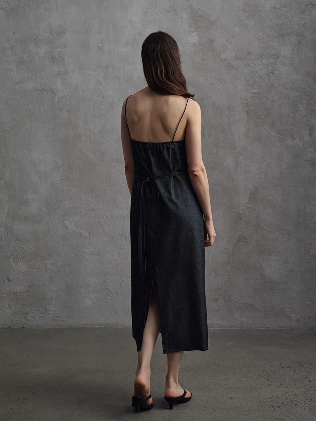 Linen Off-shoulder Strap Dress