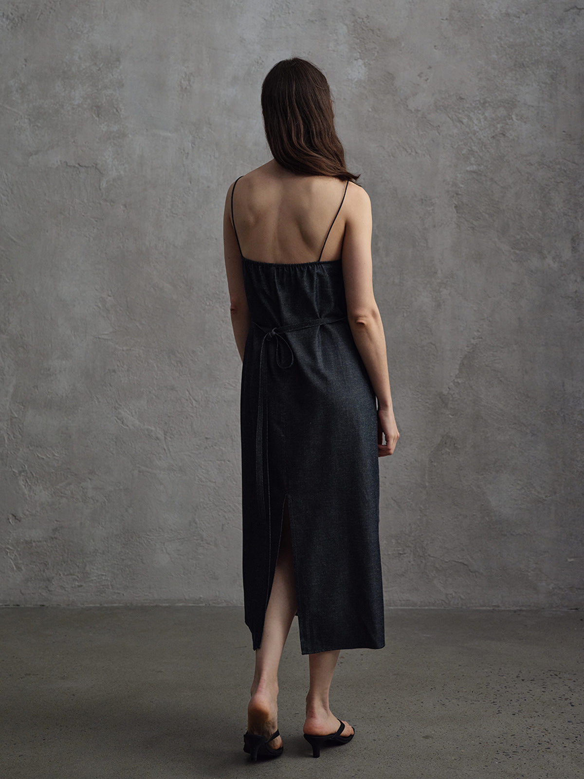 Linen Off-shoulder Strap Dress