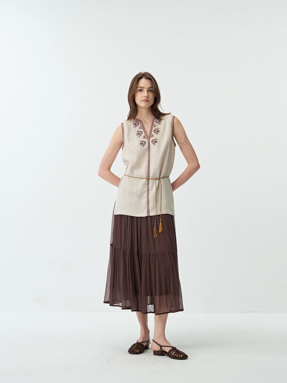 Lightweight Flowing Pleated Umbrella Midi Skirt