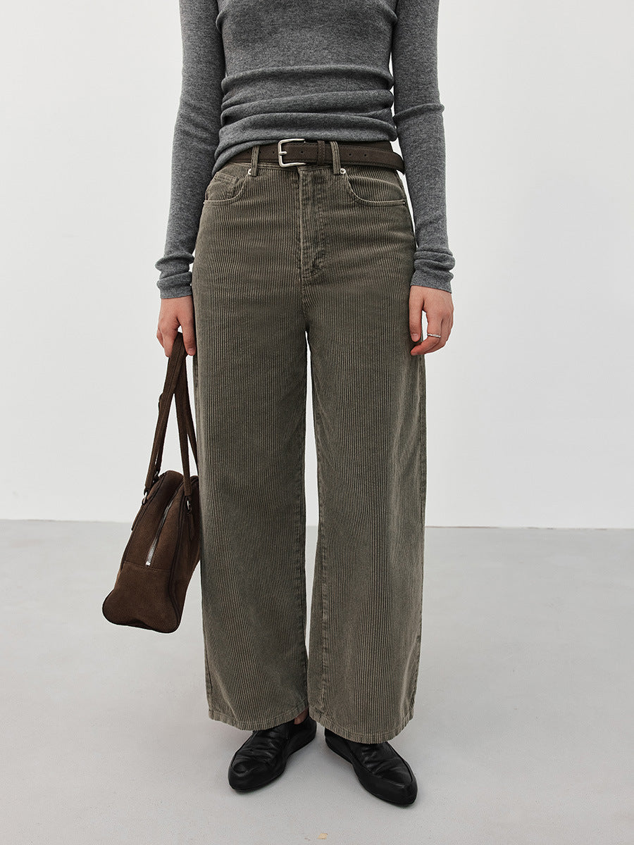 Straight-Leg Corduroy Casual Pants
