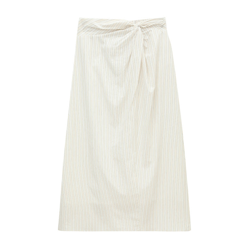 High Waist Twist Front A-Line Maxi Nylon Skirt