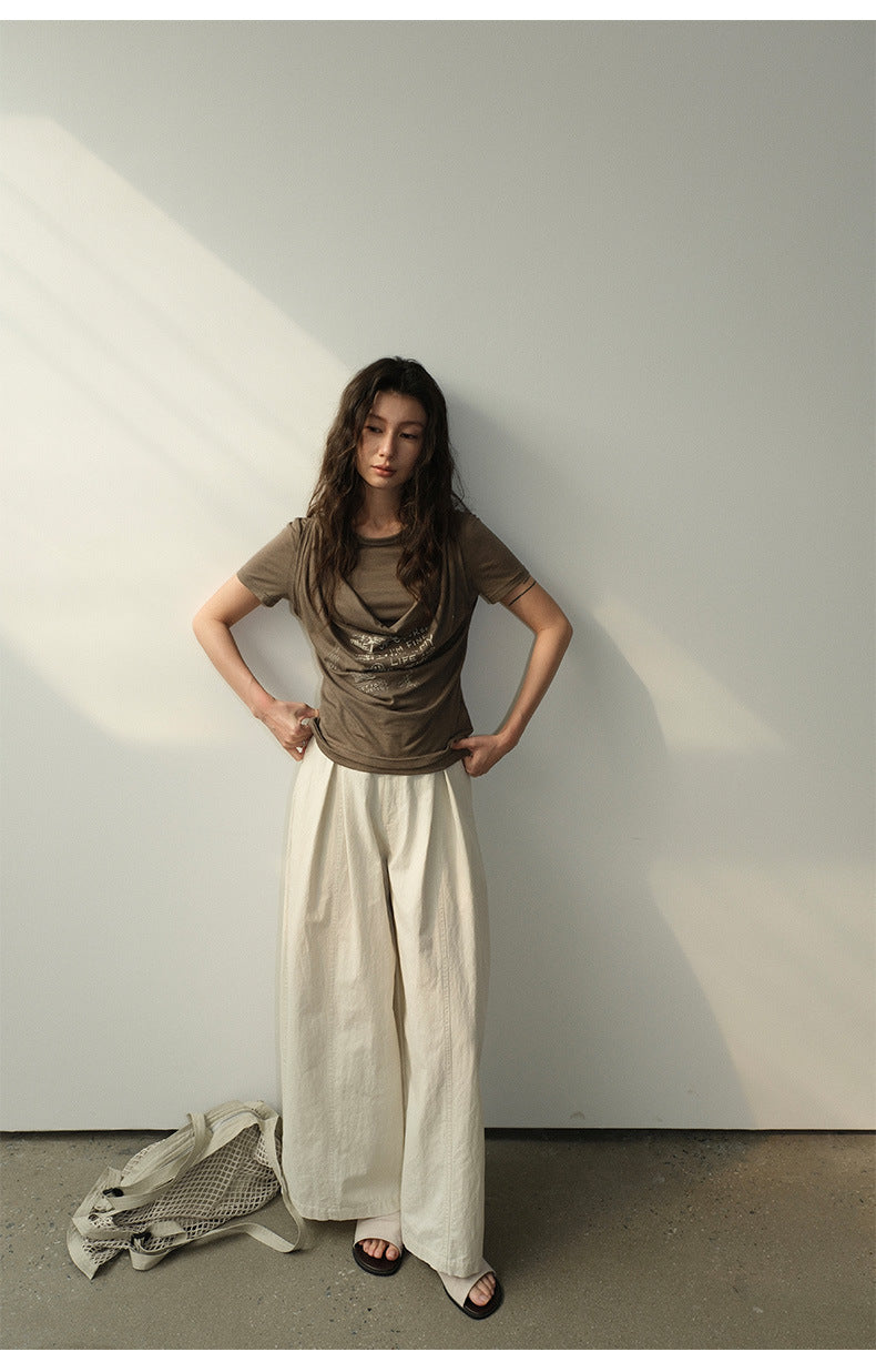 Pleated Casual Wide-leg Pants