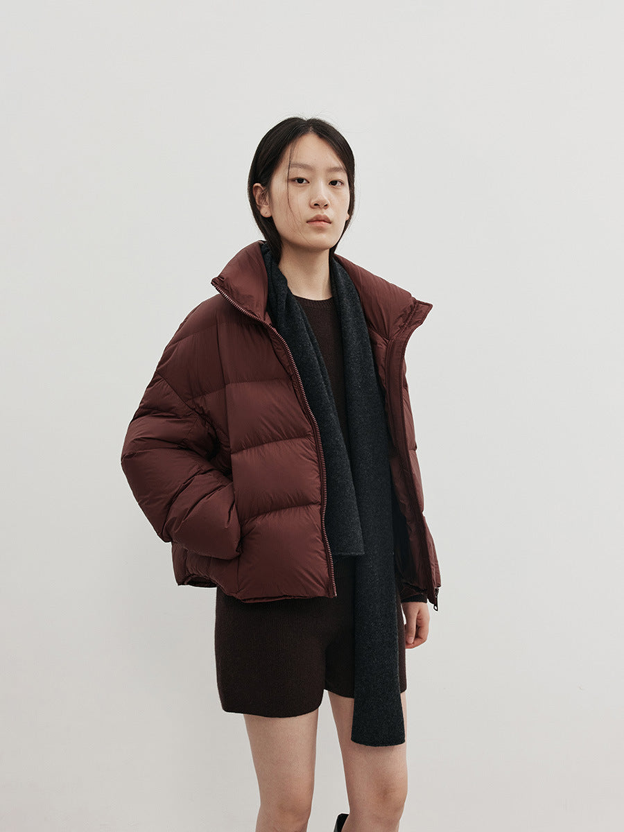 Duck Down Warm Stand Collar Lightweight Relaxed Puffer Jacket