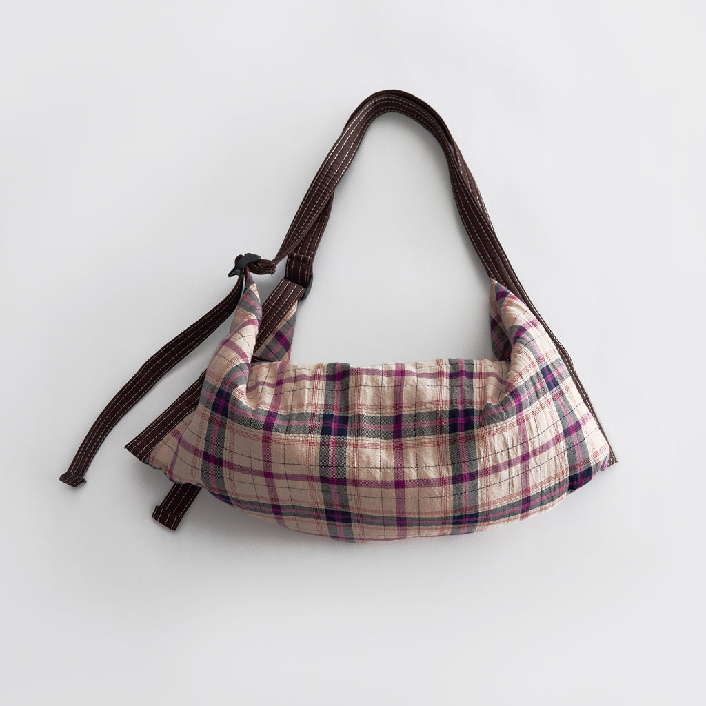 Vintage Classic Plaid One Shoulder Padded Underarm Bag