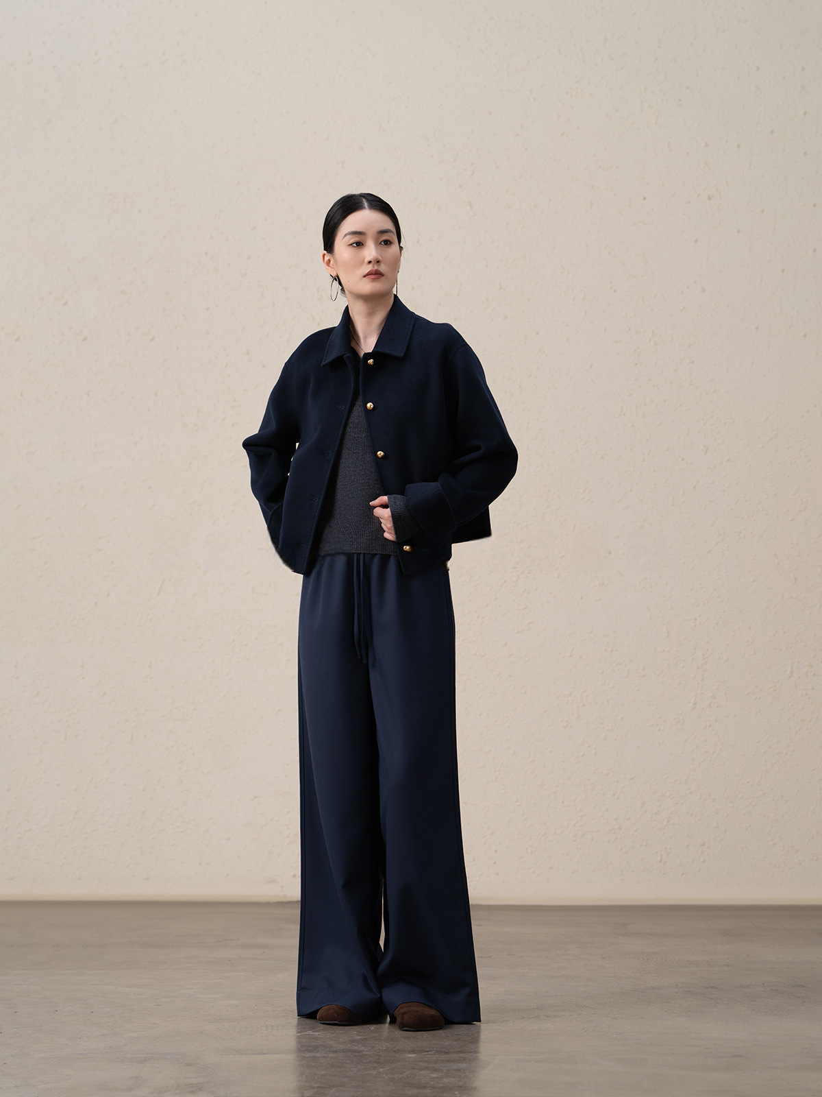 Double-sided Cashmere & Wool Short Coat