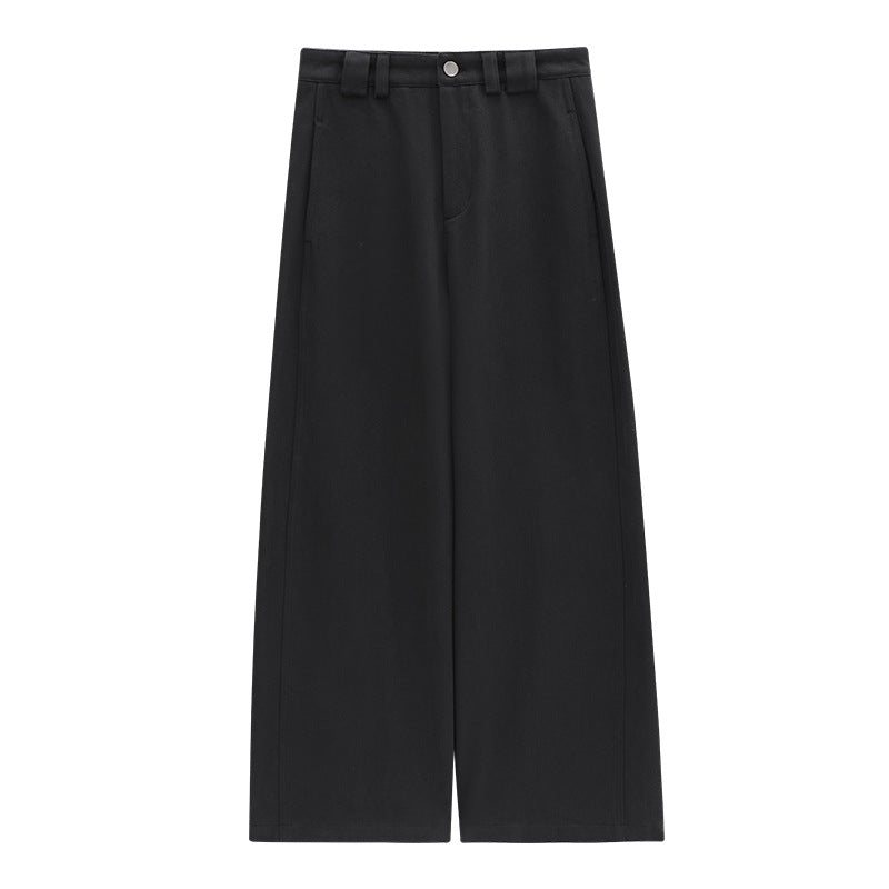 Minimalist Warm Straight-Leg Casual Pants