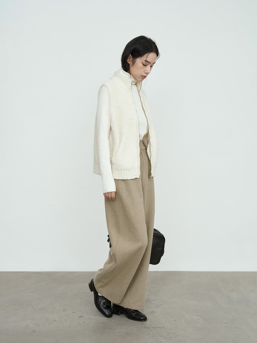 High-Rise Straight-Leg Wool Pants