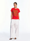 Cotton Drawstring Elastic Waist Baggy Wide-Leg Pants