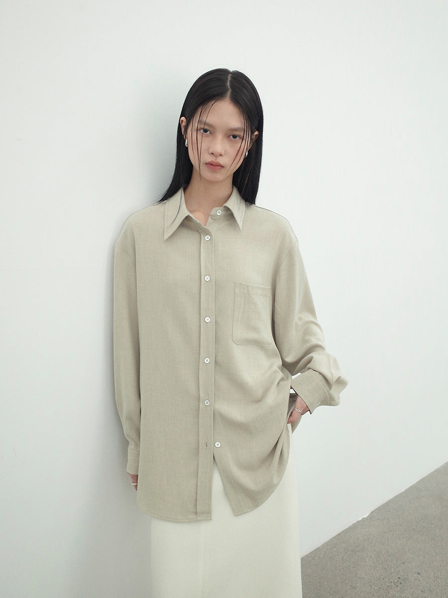 Relaxed Oversized Button-Front Shirt with Pocket