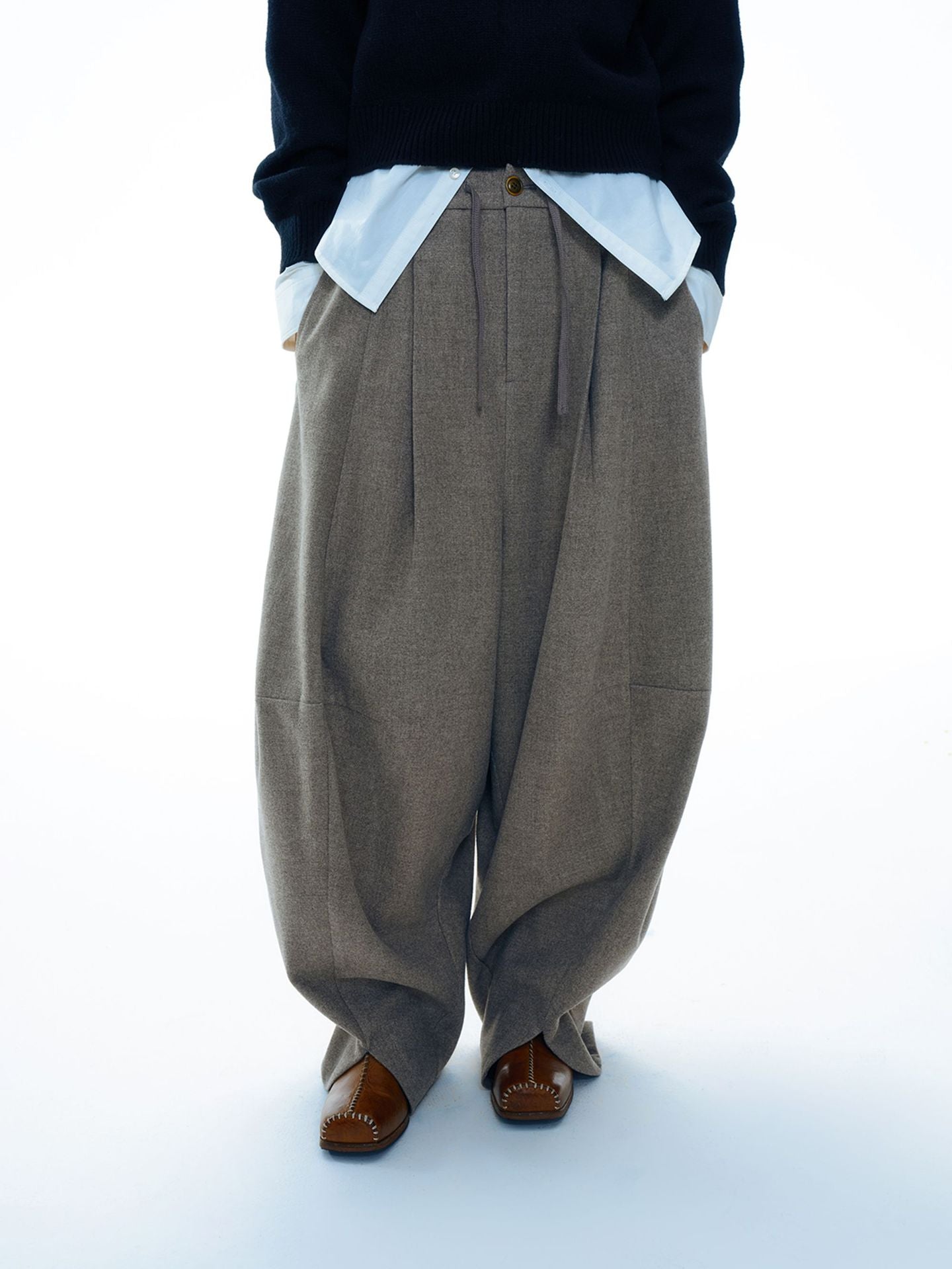 Thick Wool Baggy Low-waist Pants