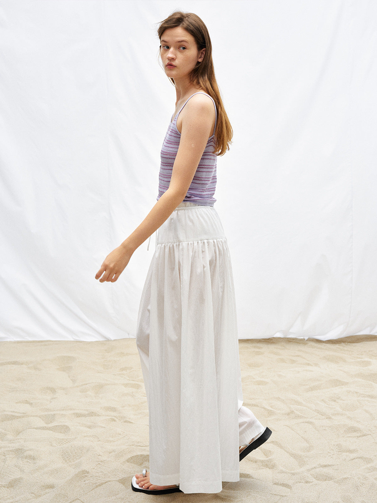 Versatile Lace High-Waist Wide-Leg Skirt Pants