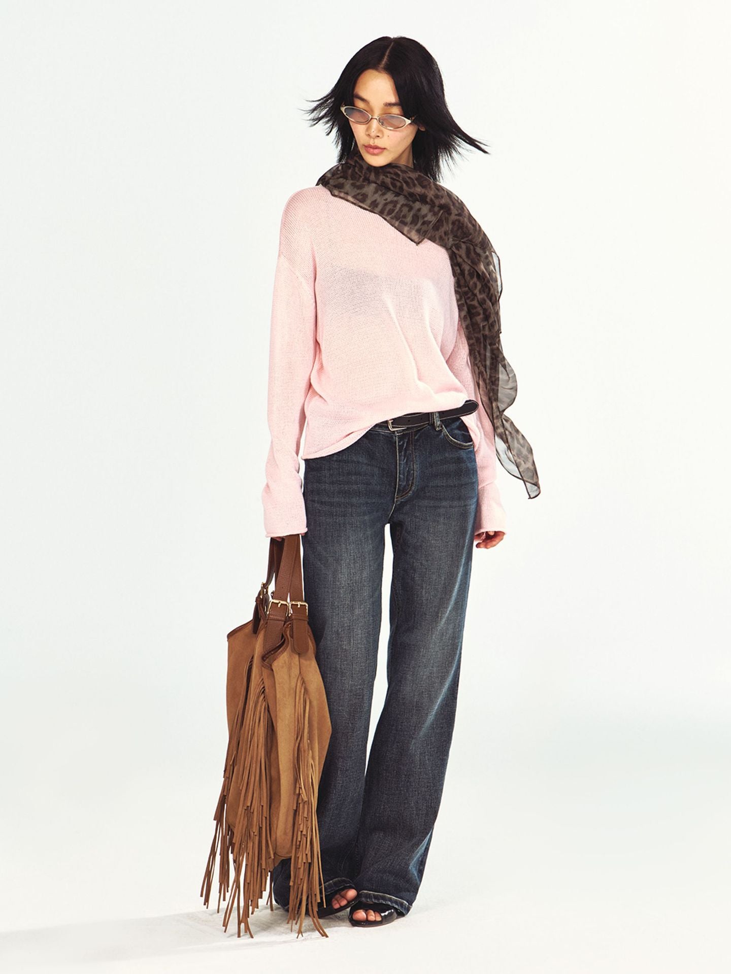 Coarse Sheer Long-sleeve Knit Top