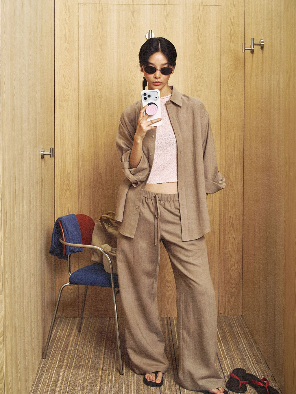Linen Blend Comfortable Pleated Casual Pants