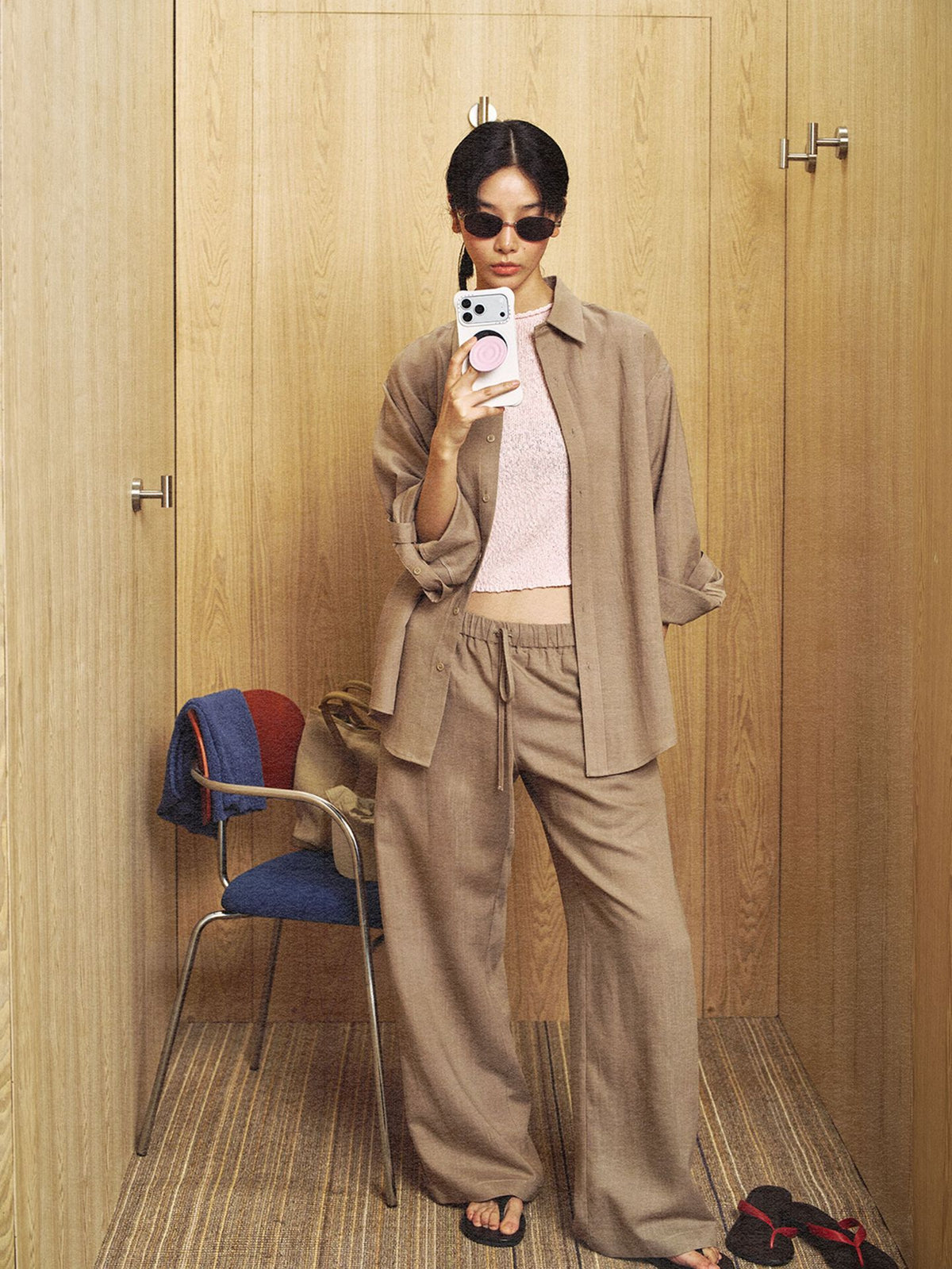 Linen Blend Comfortable Pleated Casual Pants