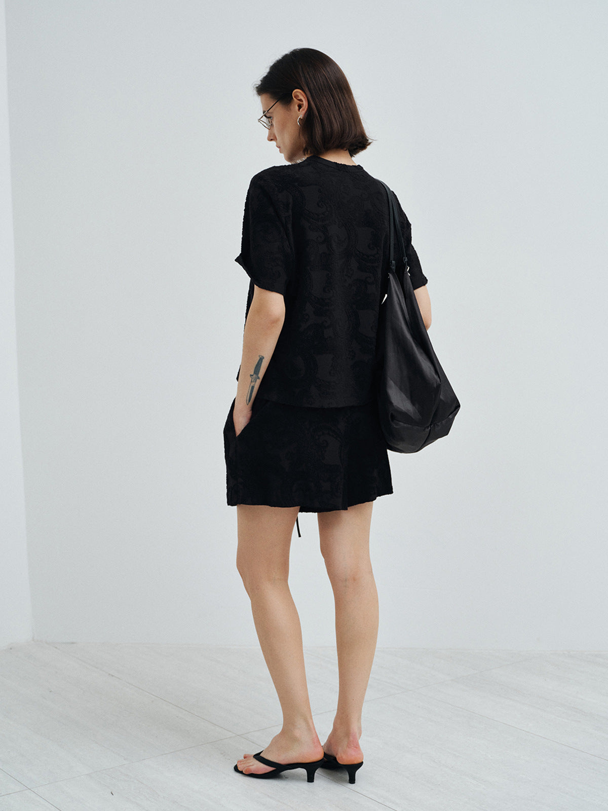 Relaxed Embroidered Drawstring Lounge Shorts