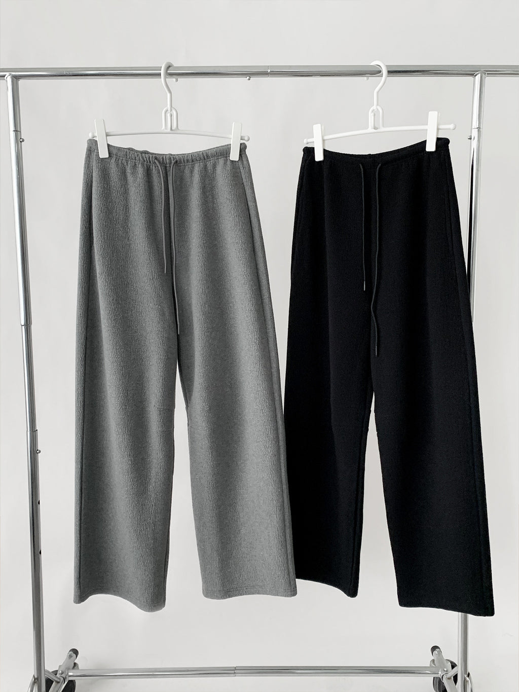 Drawstring Wide Leg Textured Sweatpants
