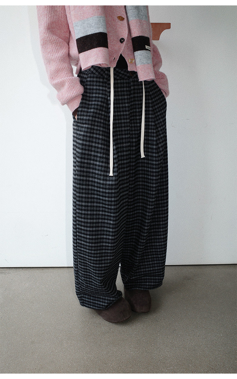 Baggy Plaid Casual Wide-Leg Pants