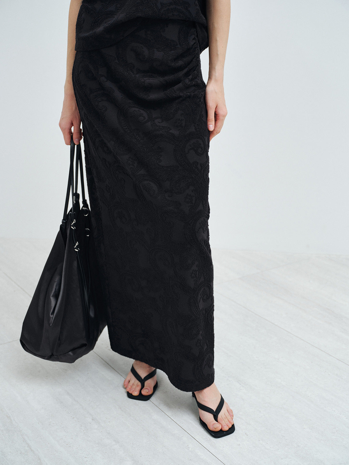 Paisley Jacquard Embroidered Maxi Skirt