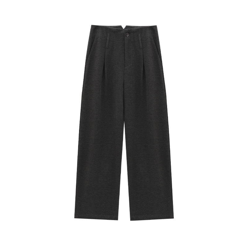 Soft Tailored Wide-Leg Pleated Trousers