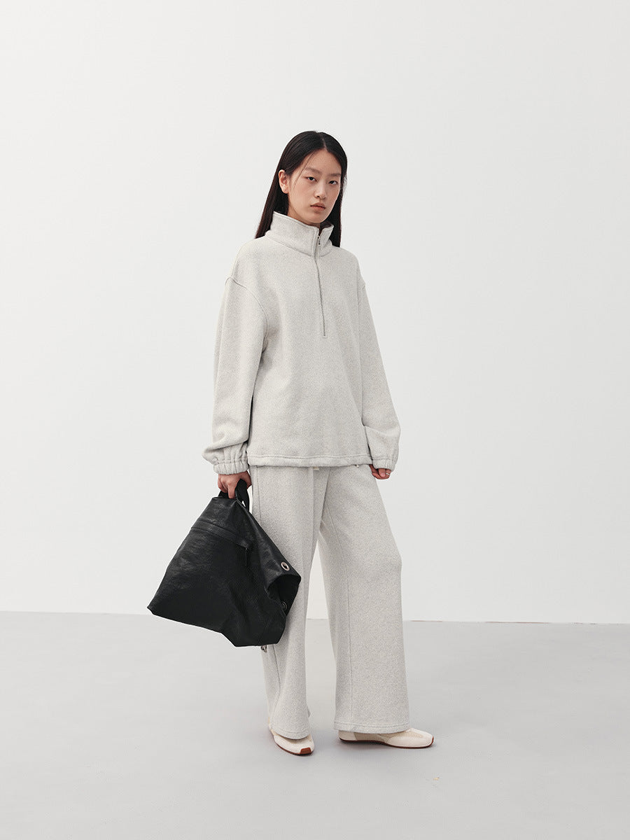 Textured Knit Wide Leg Drawstring Pants