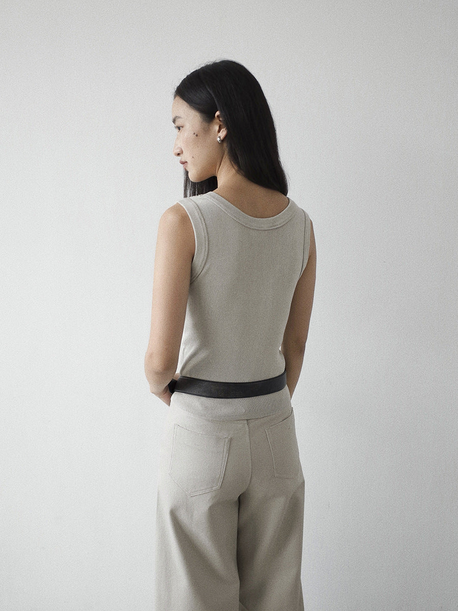 Cotton Slim-fit Knit Smooth Tank Top