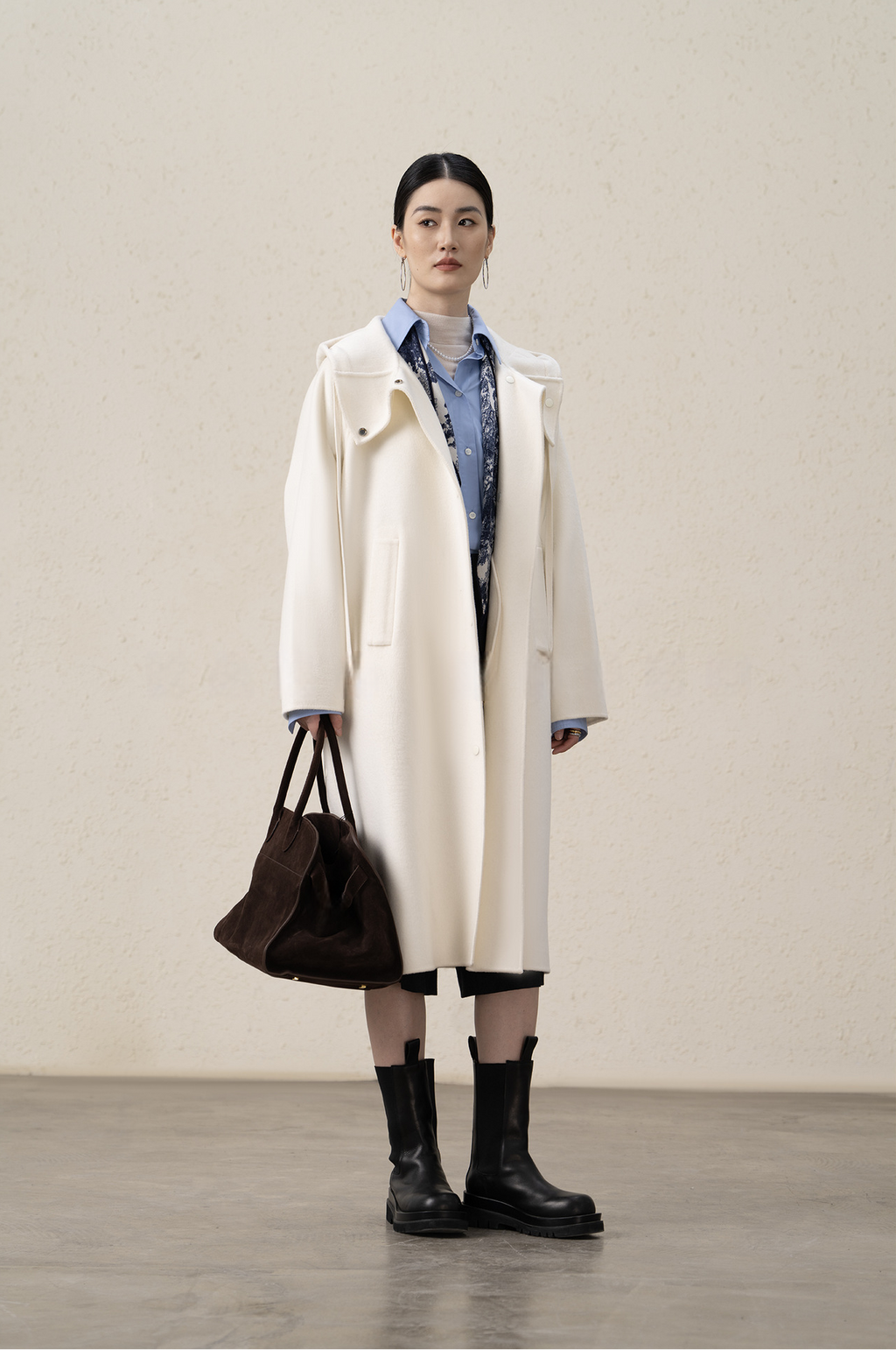 Merino Wool Cashmere Long Coat
