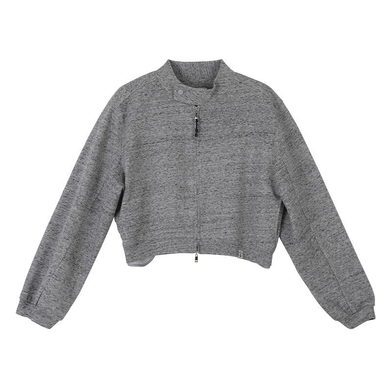 Simple Urban Casual Short Zip-Up Sweatshirt
