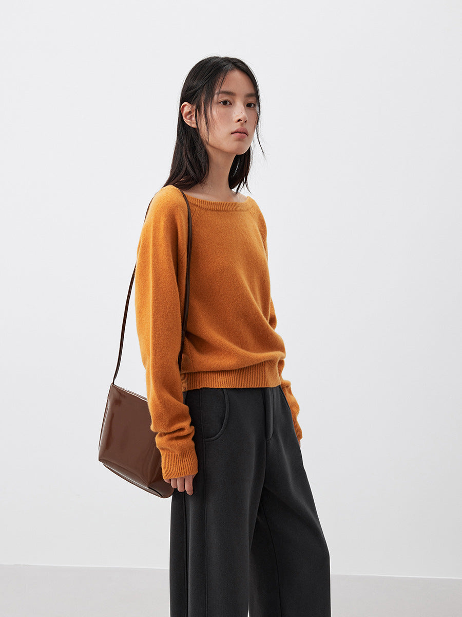 Love with Nancy Thirteen Lines minimalist winter Korean style off-shoulder wool soft warm atmosphere sweater for women 03402