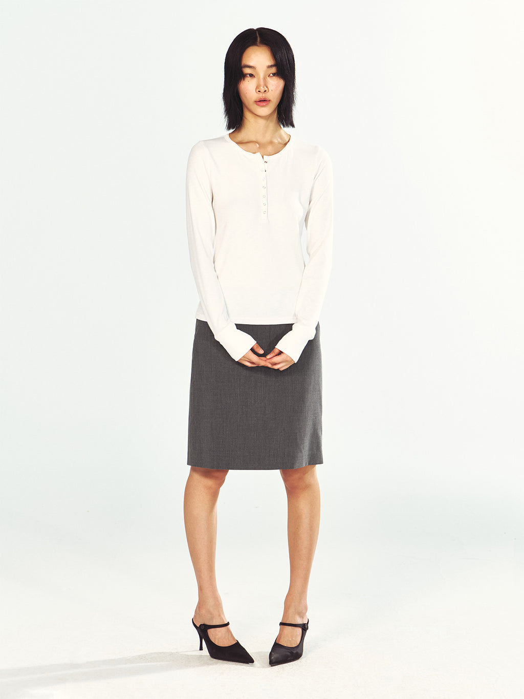 Fine Wool Minimalist Midi Skirt