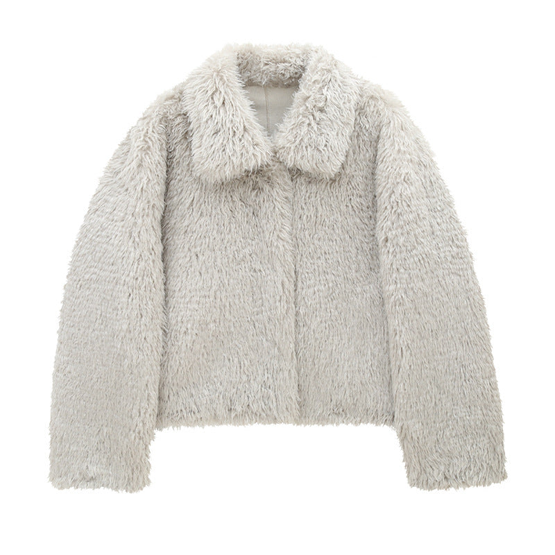 Cropped Faux Fur Fluffy Jacket