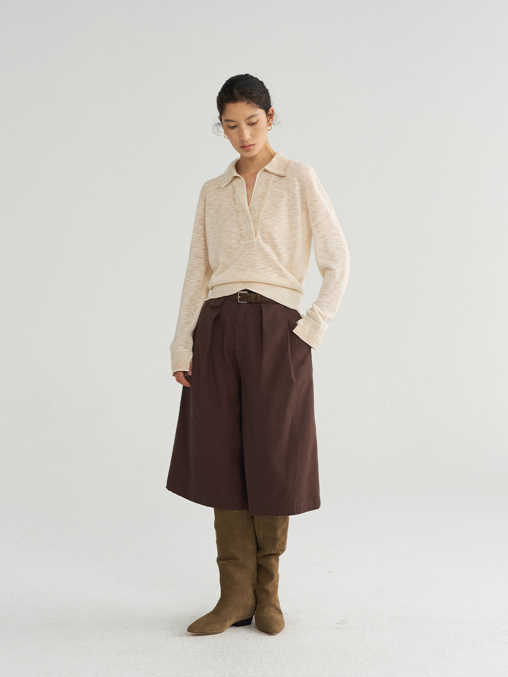 Pleated Wide-Leg Baggy Dress Shorts