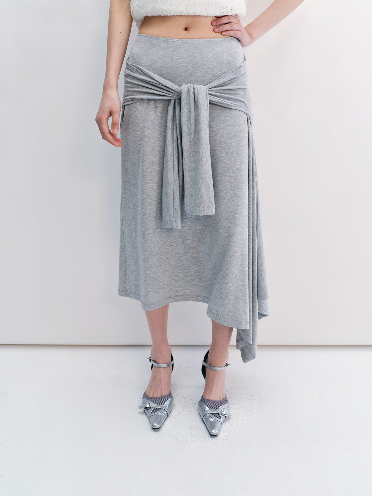Breathable Stretch Strap Irregular Midi Skirt